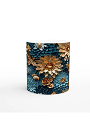 Altın ve Mavi Zarafet Kupa Bardak