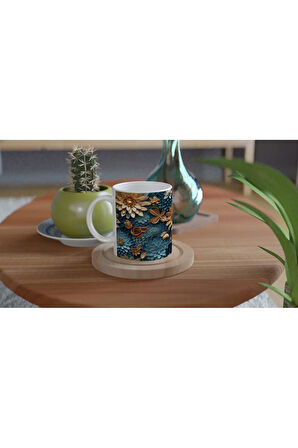 Altın ve Mavi Zarafet Kupa Bardak