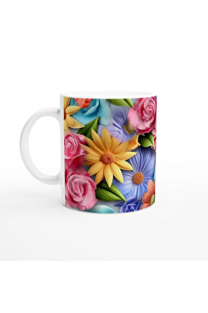 Çiçek Bahçesi Canlı Renkli Kupa