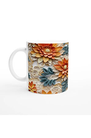 Kağıt Katmanlı Şakayık Desenli Kupa Bardak