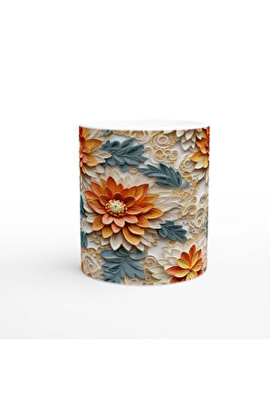 Kağıt Katmanlı Şakayık Desenli Kupa Bardak