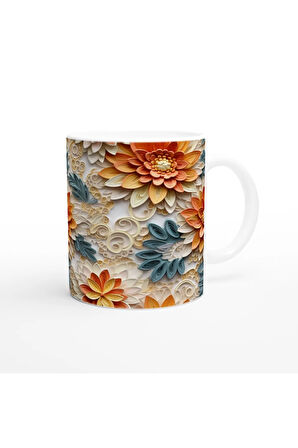 Kağıt Katmanlı Şakayık Desenli Kupa Bardak