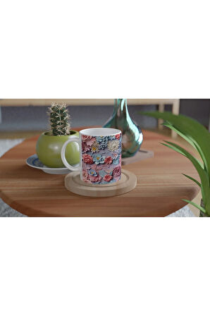 Pastel Düş Bahçesi Çiçek Desenli Kupa Bardak