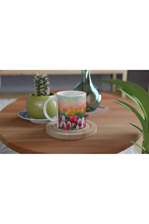 Lale Bahçesi Manzaralı Kupa Bardak