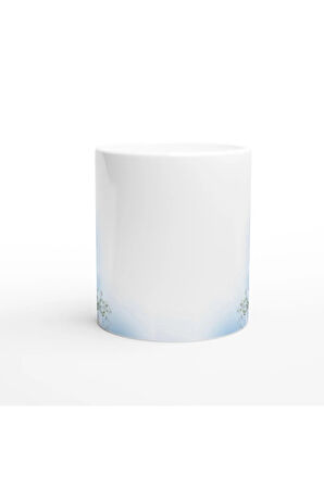 Mavi Beyaz Zarif Çiçek Desenli Kupa Bardak