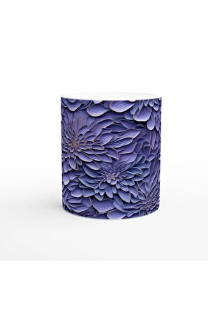 Mor Fırtına Çiçek Desenli Kupa Bardak
