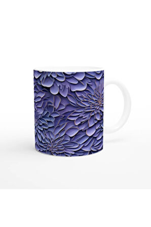 Mor Fırtına Çiçek Desenli Kupa Bardak