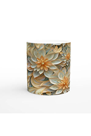 Altın Dalgalar Çiçek Desenli Kupa Bardak