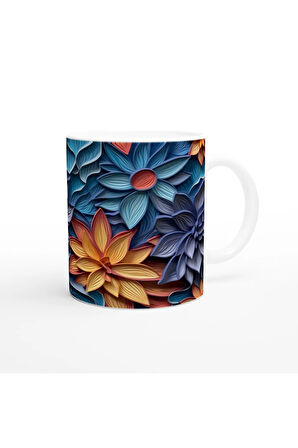 Ateş Çiçekleri Desenli Kupa Bardak