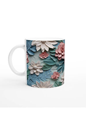 Pastel Bahçesi Gül Desenli Kupa Bardak