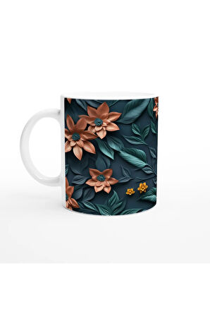 Gece Bahçesi Çiçek Desenli Kupa Bardak