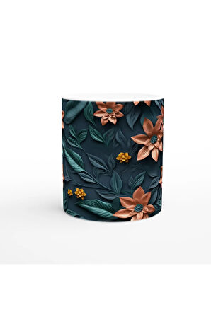 Gece Bahçesi Çiçek Desenli Kupa Bardak