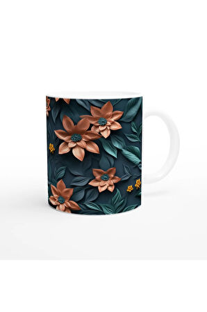 Gece Bahçesi Çiçek Desenli Kupa Bardak