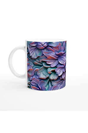 Mor Işıltı Çiçek Desenli Kupa Bardak