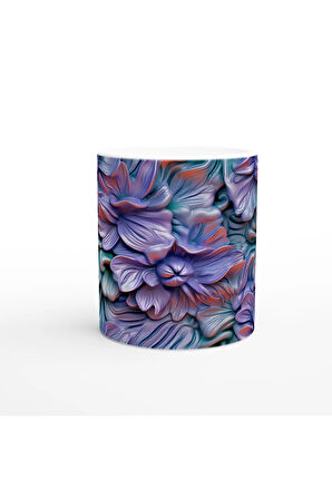 Mor Işıltı Çiçek Desenli Kupa Bardak