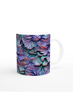 Mor Işıltı Çiçek Desenli Kupa Bardak