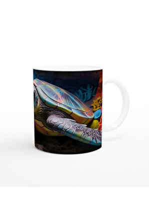 Renk Cümbüşü İçindeki Deniz Kaplumbağası Kupa Bardak