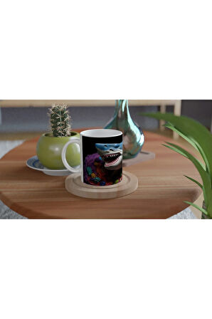 Katmanlı Gövdeli Köpekbalığı ve Deniz Yatağı Su Altı Temalı Kupa Bardak