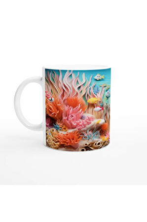 Mercan Dalgaları Arasında Balıklar Kupa Bardak