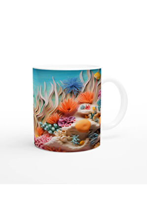 Mercan Dalgaları Arasında Balıklar Kupa Bardak