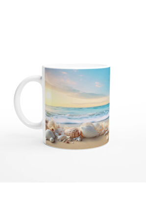 Sabah Işığında Deniz Kabuğu Temalı Kupa Bardak