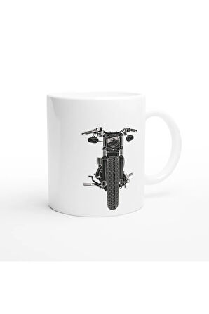 Önden Görünümlü Retro Motosiklet Baskılı Kupa Bardak