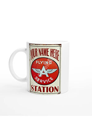 Flying A Servis İstasyonu Retro Baskılı Kupa Bardak