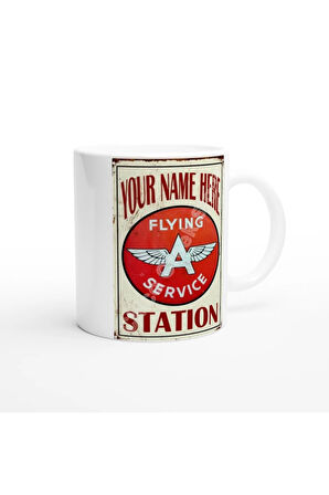 Flying A Servis İstasyonu Retro Baskılı Kupa Bardak