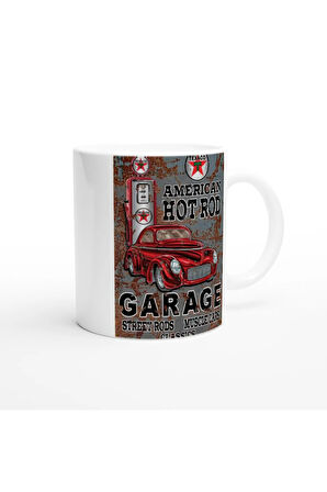 American Hot Rod Texaco Temalı Kupa Bardak