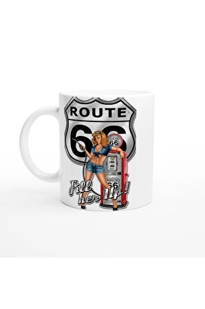 Route 66 Retro Benzinci Kız Kupa