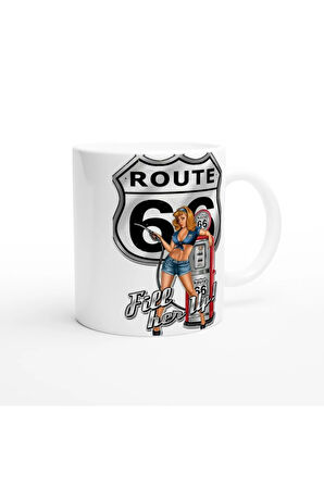 Route 66 Retro Benzinci Kız Kupa