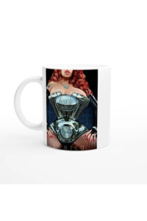 Motor Kalpli Kadın Tasarımlı Kupa Bardak