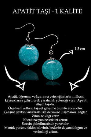 Sertifikalı Apatit Taşı Küpe - Hindistan