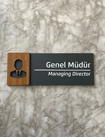 Wooden Serisi Genel Müdür Ofis Departman Kapı İsimliği Yönlendirme Levhası