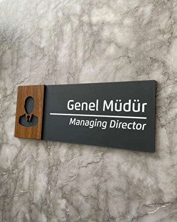 Wooden Serisi Genel Müdür Ofis Departman Kapı İsimliği Yönlendirme Levhası