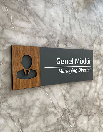 Wooden Serisi Genel Müdür Ofis Departman Kapı İsimliği Yönlendirme Levhası