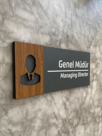 Wooden Serisi Genel Müdür Ofis Departman Kapı İsimliği Yönlendirme Levhası