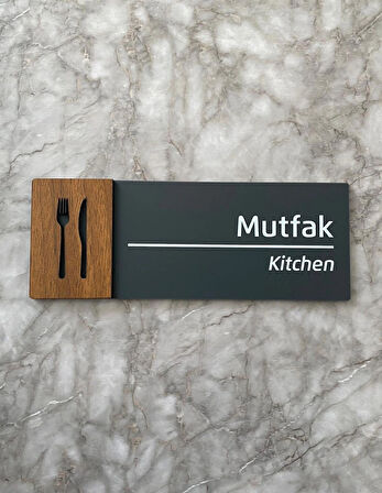 Wooden Serisi Mutfak Departman Kapı Isimliği Yönlendirme Levhası