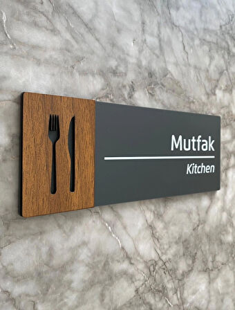 Wooden Serisi Mutfak Departman Kapı Isimliği Yönlendirme Levhası