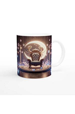 Yengeç Burcu Baskılı Kahve Kupası - Galaktik Taht Odası Temalı Vs3