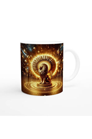 Aslan Burcu Baskılı Kahve Kupası - Galaktik Taht Odası Temalı Vs4