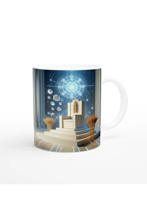 Başak Burcu Baskılı Kahve Kupası - Galaktik Taht Odası Temalı Vs3
