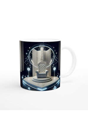 Başak Burcu Baskılı Kahve Kupası - Galaktik Taht Odası Temalı Vs4