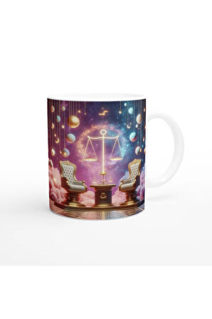 Terazi Burcu Baskılı Kahve Kupası - Galaktik Taht Odası Temalı Vs1