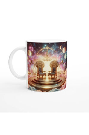 Terazi Burcu Baskılı Kahve Kupası - Galaktik Taht Odası Temalı Vs2