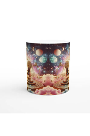 Terazi Burcu Baskılı Kahve Kupası - Galaktik Taht Odası Temalı Vs2