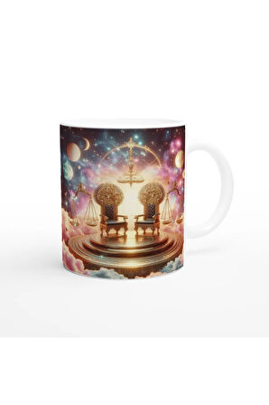 Terazi Burcu Baskılı Kahve Kupası - Galaktik Taht Odası Temalı Vs2