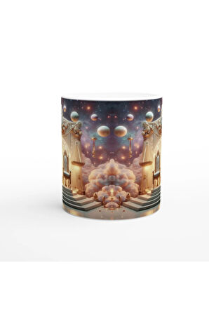 Terazi Burcu Baskılı Kahve Kupası - Galaktik Taht Odası Temalı Vs3