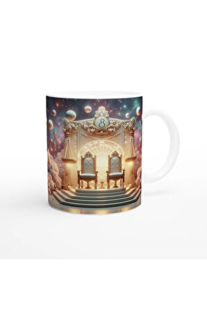 Terazi Burcu Baskılı Kahve Kupası - Galaktik Taht Odası Temalı Vs3