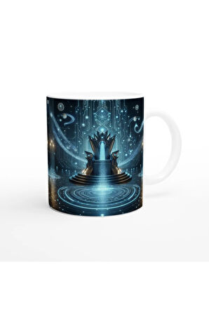 Kova Burcu Baskılı Kahve Kupası - Galaktik Taht Odası Temalı Vs2